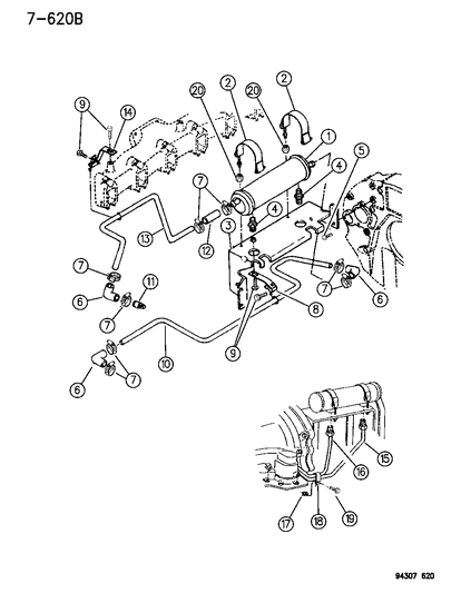 1995 Dodge Ram 2500 Oil Cooler & Lines Diagram 1