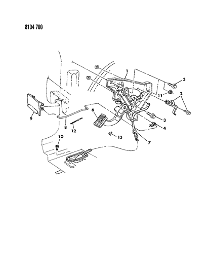 1988 Chrysler New Yorker Turbo Lever - Parking Brake Diagram