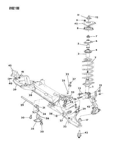 1988 Dodge Omni Suspension - Front Diagram