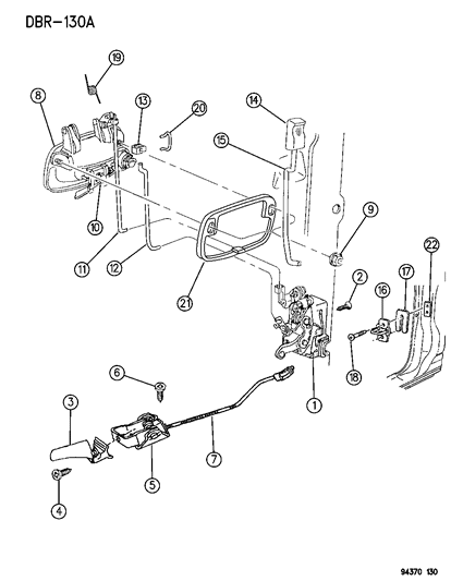 1994 Dodge Ram 1500 Door, Front Lock & Controls Diagram