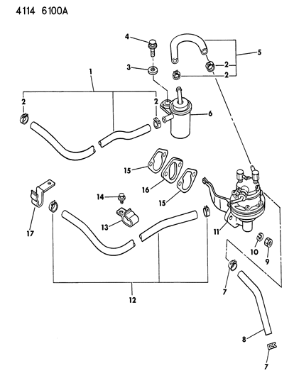 1984 Chrysler Laser Fuel Pump & Fuel Filter Diagram