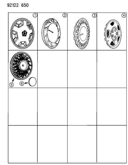 1992 Dodge Grand Caravan Covers, Wheel Diagram