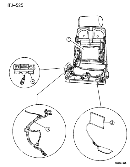 1994 Chrysler LeBaron Lumbar And Thigh Support - Electric J Body Trim Code Diagram
