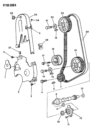 1991 Dodge Grand Caravan Timing Belt / Chain & Cover & Intermediate Shaft Diagram 1