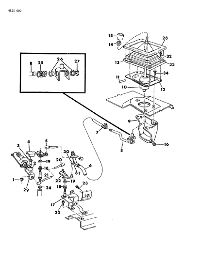 1984 Dodge Charger Controls, Gearshift Diagram