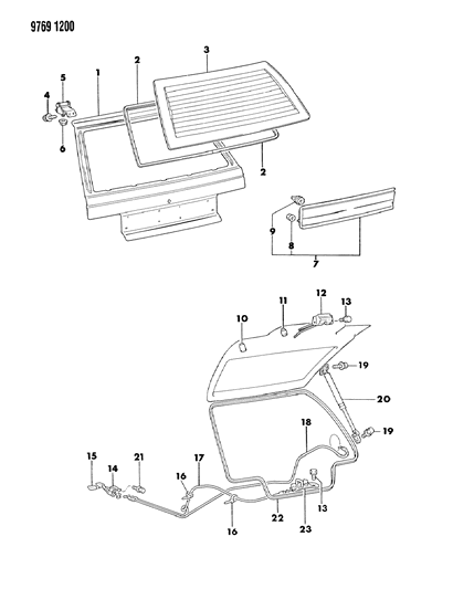 1989 Dodge Colt Liftgate Panel And Glass Diagram