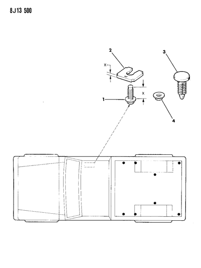 1990 Jeep Comanche Mounting Hardware Pickup Box Diagram