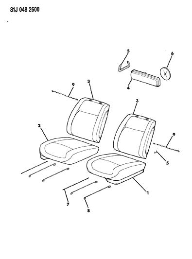 1984 Jeep J20 Covers, Upholstery Front Bucket Seats Diagram