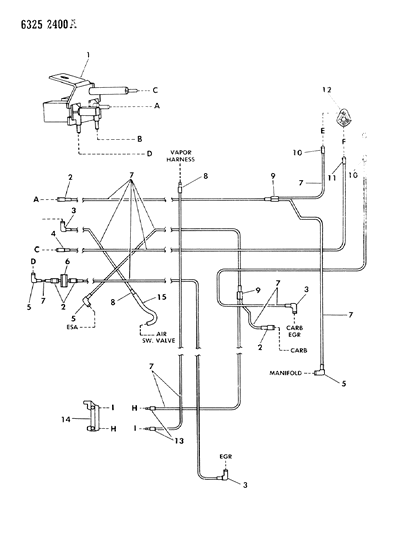 1987 Dodge Ram Wagon EGR Hose Harness Diagram 3