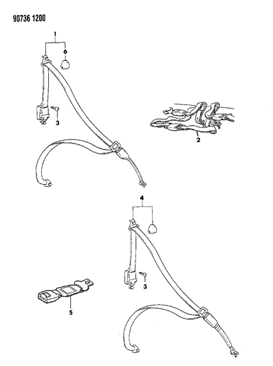 1990 Dodge Ram 50 Belt - Front Seat Diagram