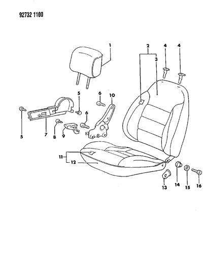 1992 Dodge Colt Front Seat Diagram 3