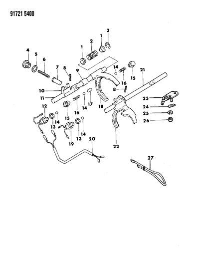 1991 Dodge Ram 50 Control, Shift - Transfer Case Diagram