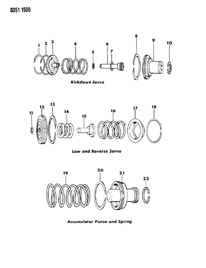 1989 Dodge W350 Servo - Accumulator Piston & Spring Diagram 1