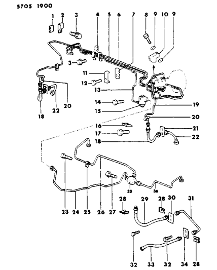 1986 Dodge Conquest Lines & Hoses, Brake Diagram 1