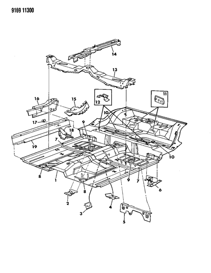 1989 Dodge Daytona Floor Pan Front Diagram