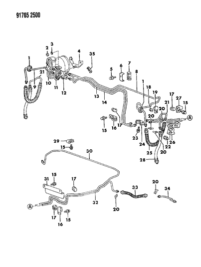 1991 Dodge Colt Lines & Hoses Diagram 2