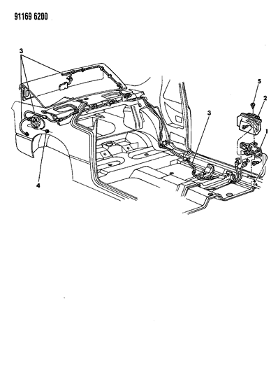 1991 Chrysler LeBaron Fuel Filler & Liftgate Release Diagram