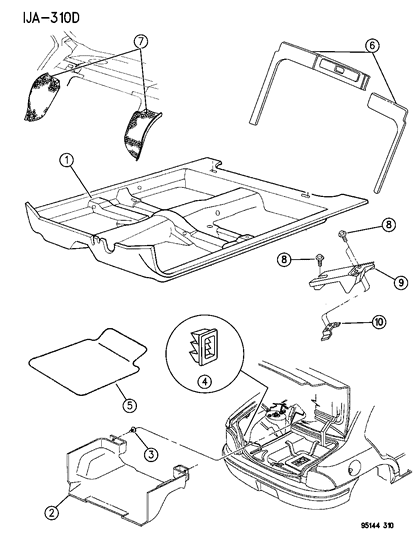 1995 Dodge Stratus Carpet & Mats Diagram