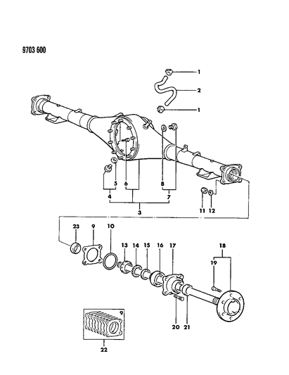 1989 Dodge Raider Axle, Rear Housing And Shaft Diagram