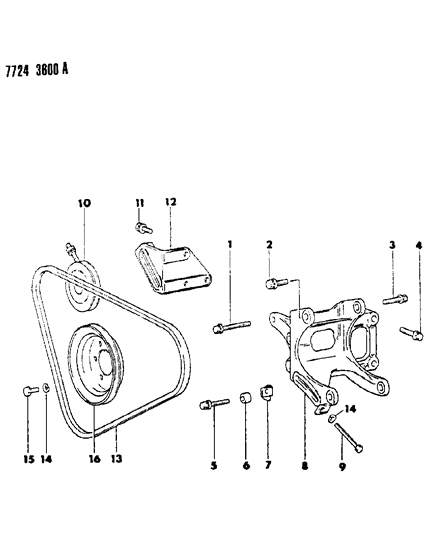 1987 Dodge Raider Mounting - A/C Compressor Diagram