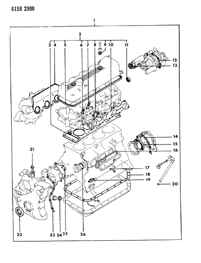1986 Chrysler Laser Engine Gasket Sets Diagram