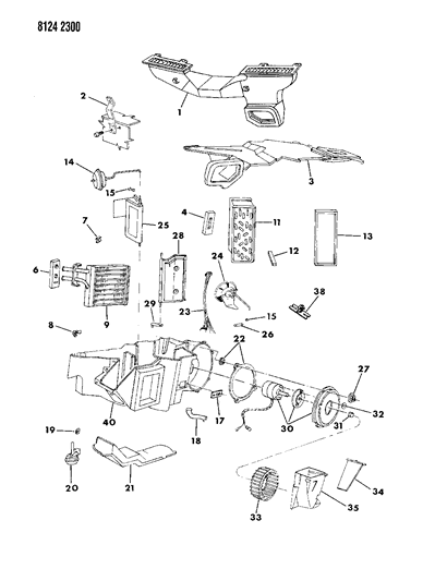 1988 Dodge Omni Air Conditioning & Heater Unit Diagram