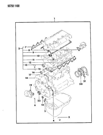 1990 Dodge Colt Engine Gasket Sets Diagram 2