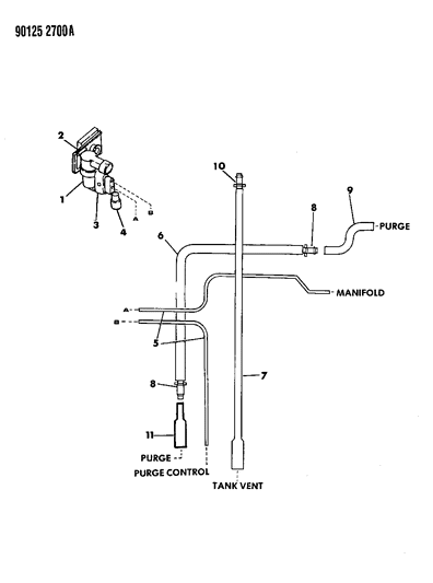 1990 Dodge Spirit Vapor Canister Hose Harness Diagram