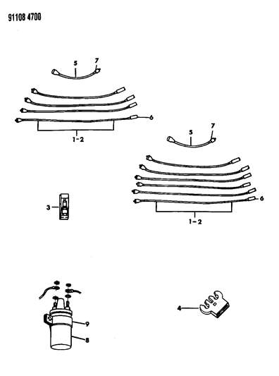 1991 Chrysler Town & Country Spark Plugs, Ignition Cables And Coils Diagram