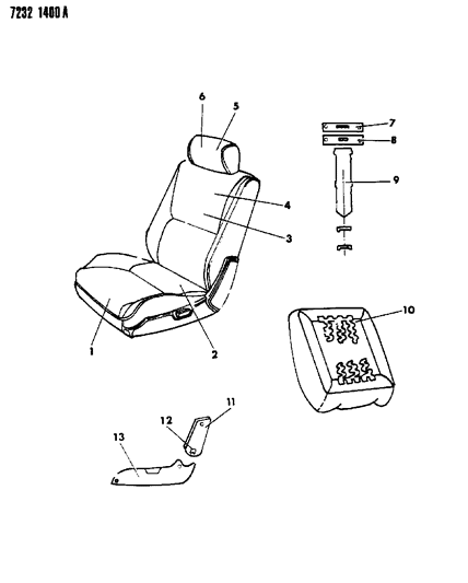 1987 Dodge Shadow Front Seat Diagram 3