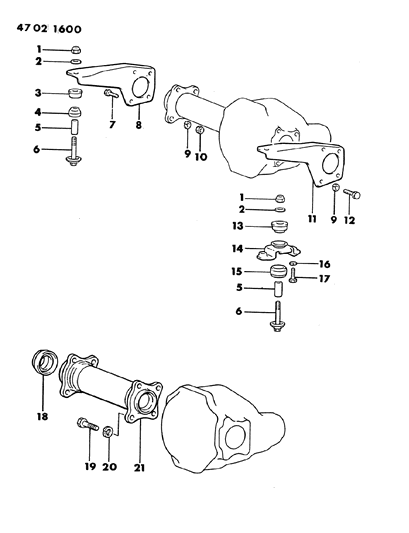 1984 Dodge Ram 50 Mounts & Axle Housing, Front Differential Diagram