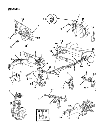 1989 Dodge Aries Lines & Hoses, Brake Diagram