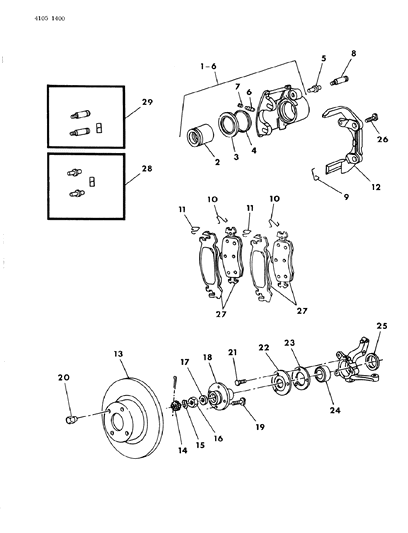 1984 Dodge Omni Brakes, Front Diagram