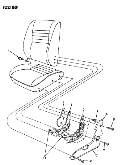 1990 Chrysler LeBaron Seat--Reclining J Body Diagram