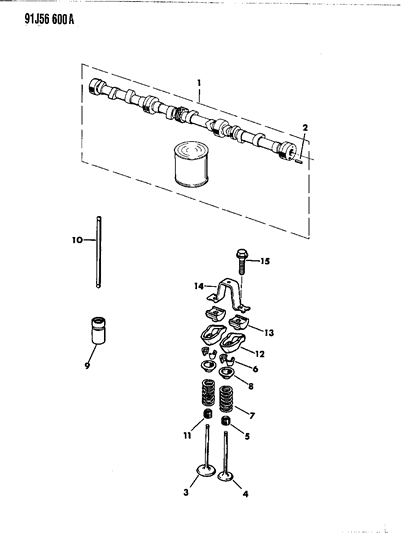 1991 Jeep Wrangler Camshaft & Valves Diagram 2