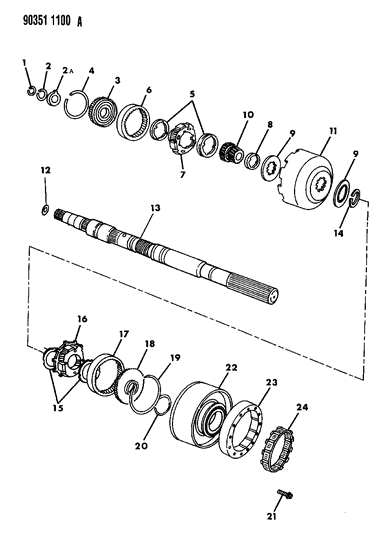 1991 Dodge D250 Gear Train & Output Shaft Diagram 2