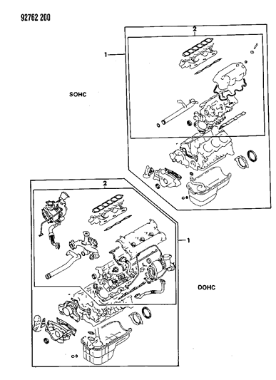 1993 Dodge Stealth Gasket Pkg Engine Overhaul Diagram for MD971183