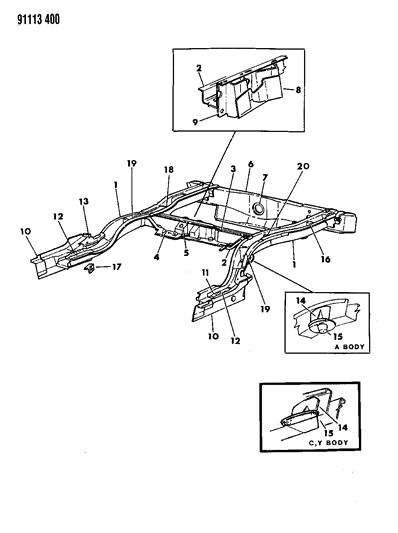 1991 Chrysler New Yorker Fifth Avenue Frame Rear Diagram