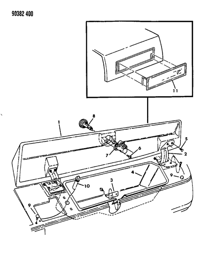 1990 Dodge Ram Wagon Instrument Panel Glovebox Diagram