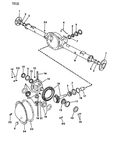 1985 Chrysler Fifth Avenue Axle, Rear, With Differential And Carrier Diagram 2