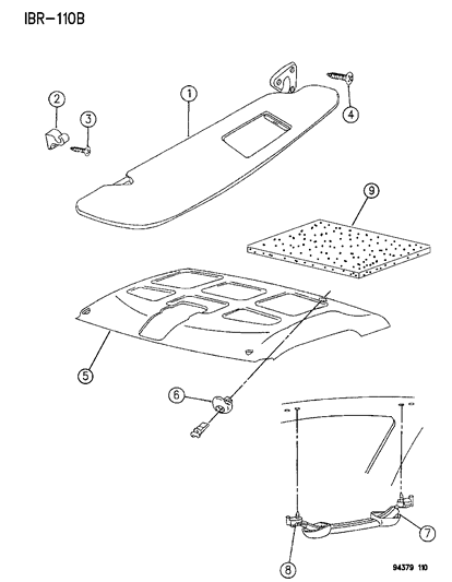 1996 Dodge Ram 1500 Sunvisor Headliners Coat Hook Assist Straps Diagram