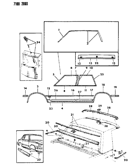 1987 Chrysler Town & Country Moulding & Ornamentation - Exterior View Diagram