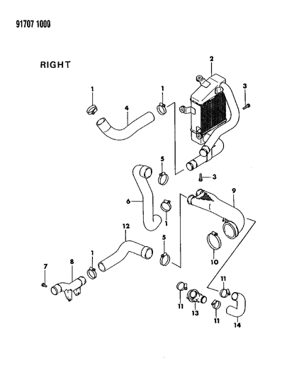 1991 Dodge Stealth Bolt-Engine Air Intake Line Diagram for MD131051