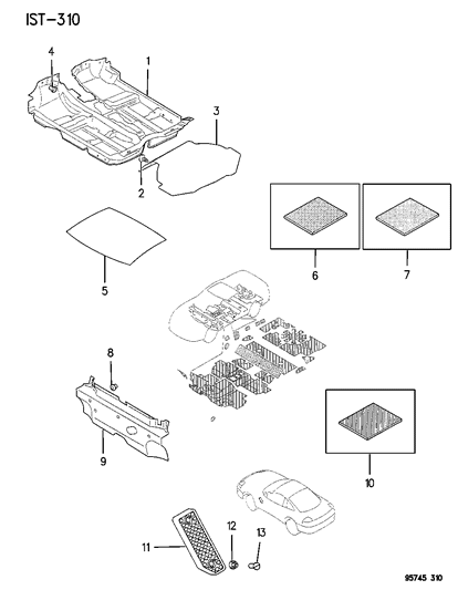 1996 Dodge Stealth Carpet, Mats And Insulation Diagram