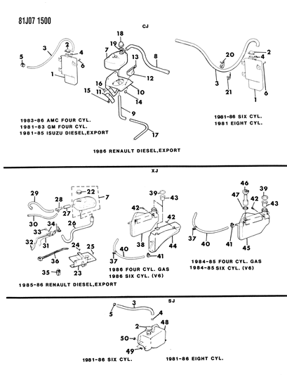 1984 Jeep Cherokee Clamp-Hose Diagram for J3203077