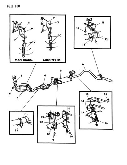 1987 Dodge Ram Wagon Exhaust System Diagram 1