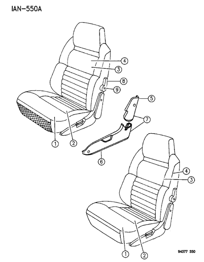 1996 Dodge Dakota Front Bucket Seat Diagram