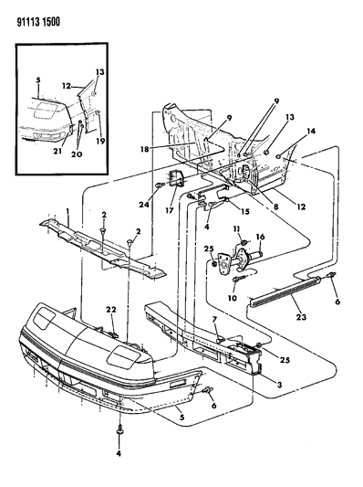 1991 Dodge Daytona Fascia, Bumper Front Diagram