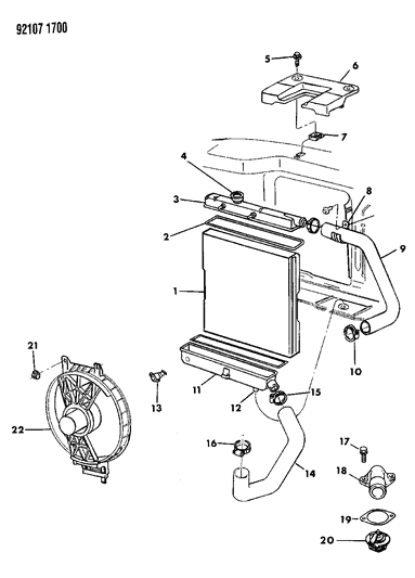 1992 Dodge Caravan Radiator & Related Parts Diagram 3