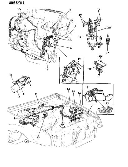 1988 Chrysler LeBaron Wiring - Engine - Front End & Related Parts Diagram